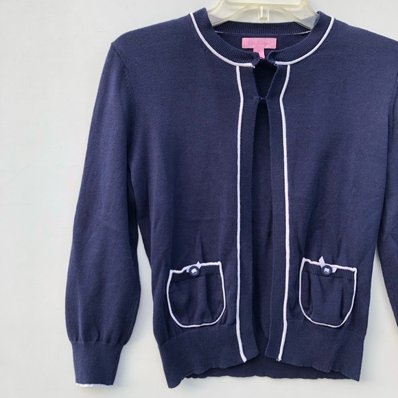 Lilly Pulitzer Navy Cropped Cardigan Size XS - Picture 2 of 7